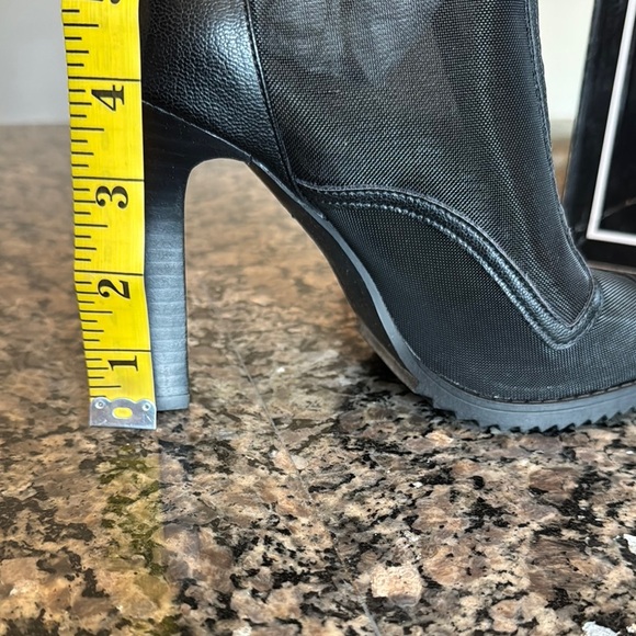 Karl Lagerfeld Black mesh Heeled Boots with Peep-Toe Design NWT 5.5 - Picture 11 of 16